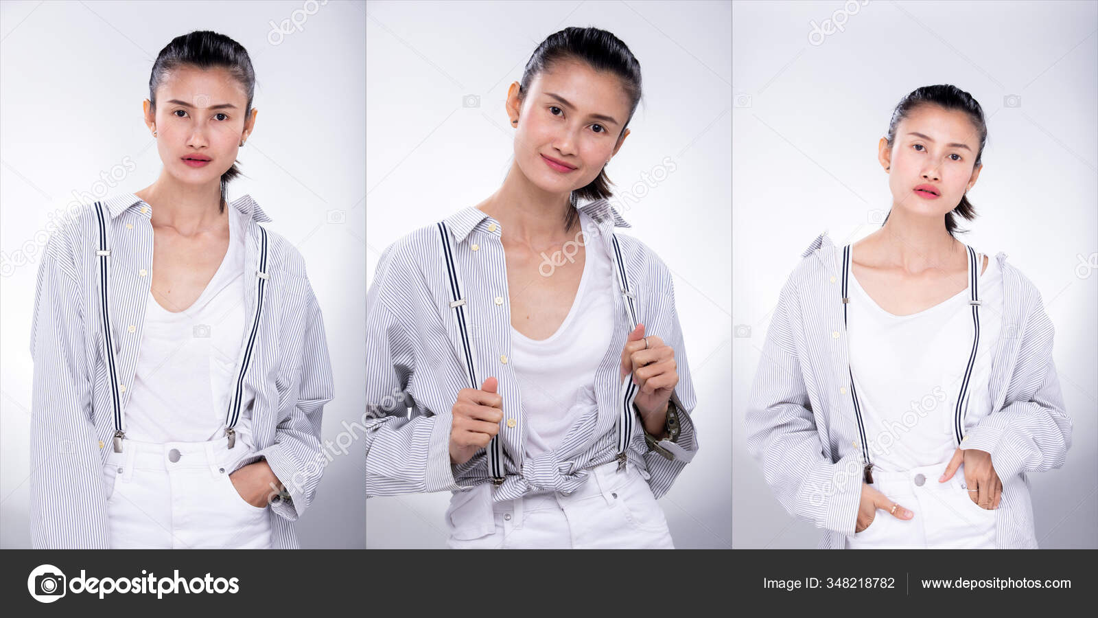 Collage Group Pack Fashion Young Skinny Asian Woman Wrapped Hair Stock  Photo by ©JadeThaiCatwalk 348218782